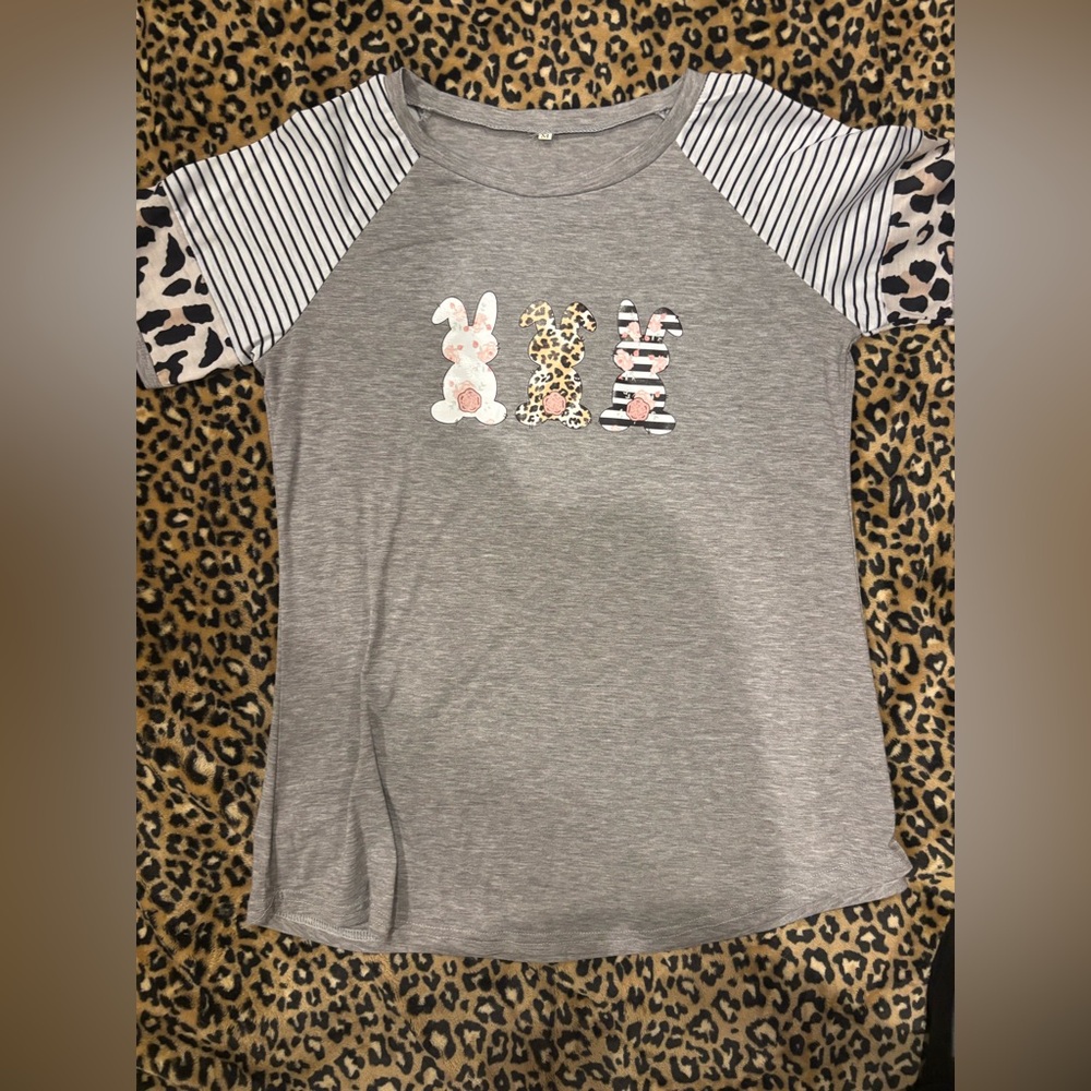 Gray Shirt with Bunny Design